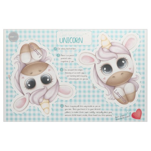 Ausschneiden 'n' Personalisiertes Einhornspielzeug Stoff (Fat Quarter (45,7 x 55,9 cm))