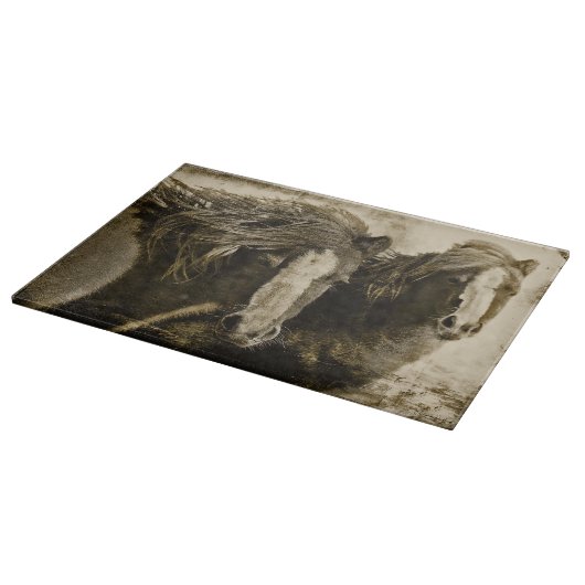 Ausschnitt-Brett-GlasWestern-Pferd Schneidebrett (Ecke)