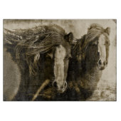 Ausschnitt-Brett-GlasWestern-Pferd Schneidebrett (Vorderseite)