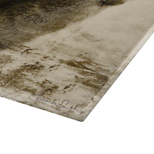 Ausschnitt-Brett-GlasWestern-Pferd Schneidebrett (Ecke)