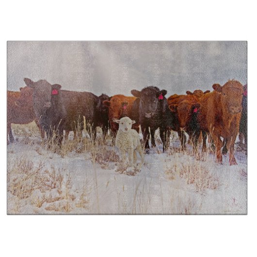 Ausschnitt-Brett-GlasWestern-Vieh Schneidebrett (Vorderseite)