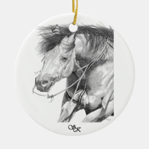 Ausschnitt-Pferdeverzierung Keramik Ornament