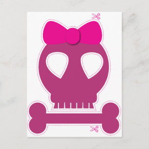 Ausschnitt! rosa Totenkopf Mädchen Postkarte