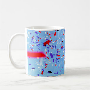 Ausschnitte aus blauem, rotem und schwarzem Papier Kaffeetasse