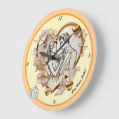 "Ausschreibende Herz-Liebe" Große Wanduhr (Winkel)