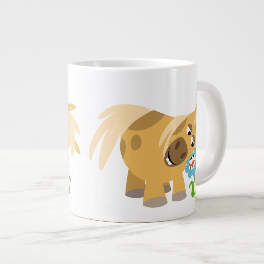 Ausschreibung Cartoon Pony und Blume Jumbo Tasse (Vorderseite Rechts)