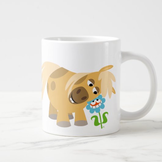 Ausschreibung Cartoon Pony und Blume Jumbo Tasse (Rechts)