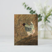 "Aussehen" - Digital transformiertes Huhn auf Hay Postkarte (Stehend Vorderseite)