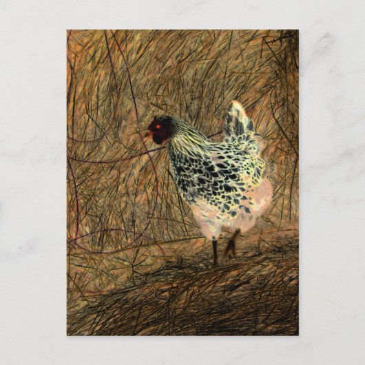 "Aussehen" - Digital transformiertes Huhn auf Hay Postkarte (Vorderseite)