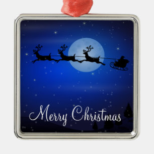 Außen-Christmaschmuck - Weihnachtsmann und Rentier Silbernes Ornament
