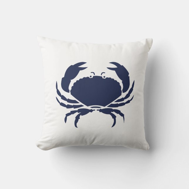 Außen Nautical CRAB weiße Marine umkehrbar Kissen (Vorderseite)