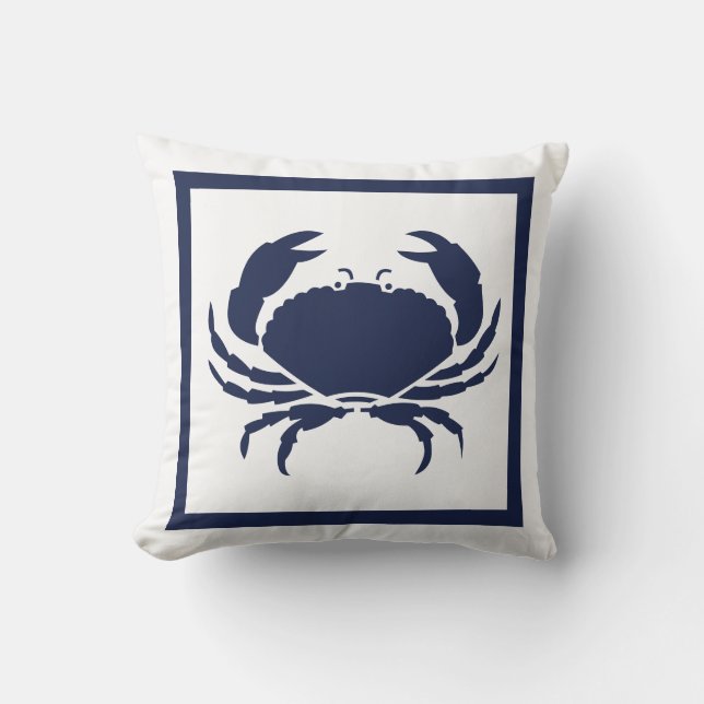 Außen Nautical CRAB weiße Marine umkehrbar Kissen (Vorderseite)