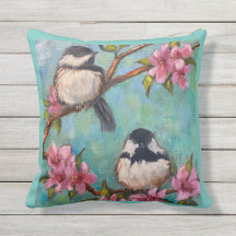Außen-Pillow mit Chickadee Birds