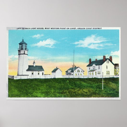 Außenansicht Cape Blanco LeuchtturmKüste Poster (Vorne)