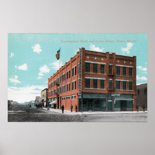 Außenansicht Cunningham Hotel auf Lewis St. Poster (Vorne)