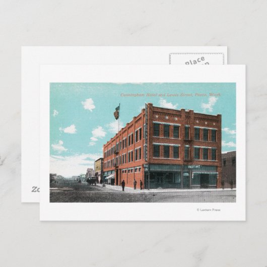 Außenansicht Cunningham Hotel auf Lewis St. Postkarte (Vorne/Hinten)