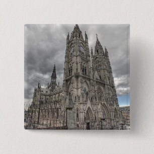 Außenansicht der Basilika in Quito, Ecuador Button