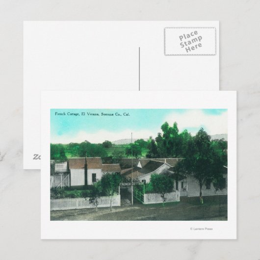 Außenansicht der französischen Hütte Postkarte (Vorne/Hinten)