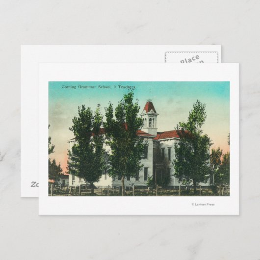 Außenansicht der Grammar SchoolCorning, CA Postkarte (Vorne/Hinten)