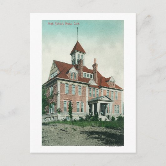 Außenansicht der High SchoolYreka, CA Postkarte (Vorderseite)
