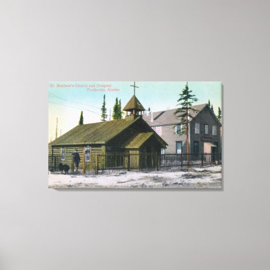 Außenansicht der Kirche St. Mathew und Leinwanddruck (Vorderseite)