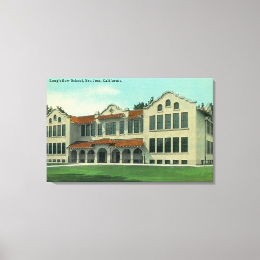 Außenansicht der Longfellow School Leinwanddruck (Vorderseite)