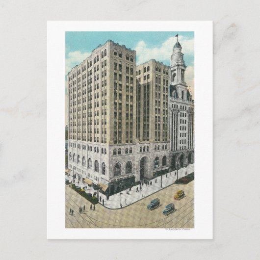 Außenansicht der nationalen Sparkasse Postkarte (Vorderseite)