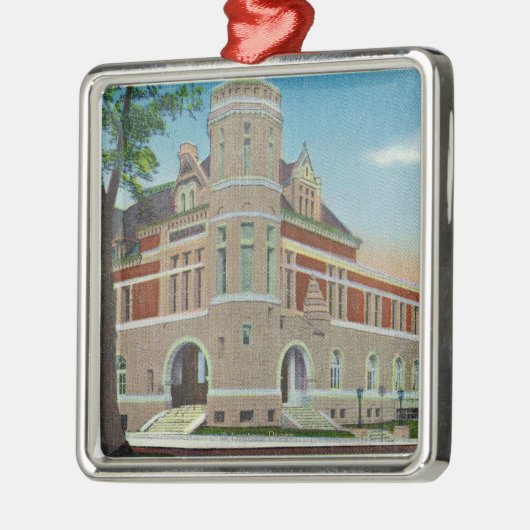 Außenansicht der Post 3 Silbernes Ornament (Links)