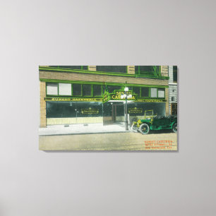 Außenansicht der Sonnenuntergang-Cafeteria Leinwanddruck