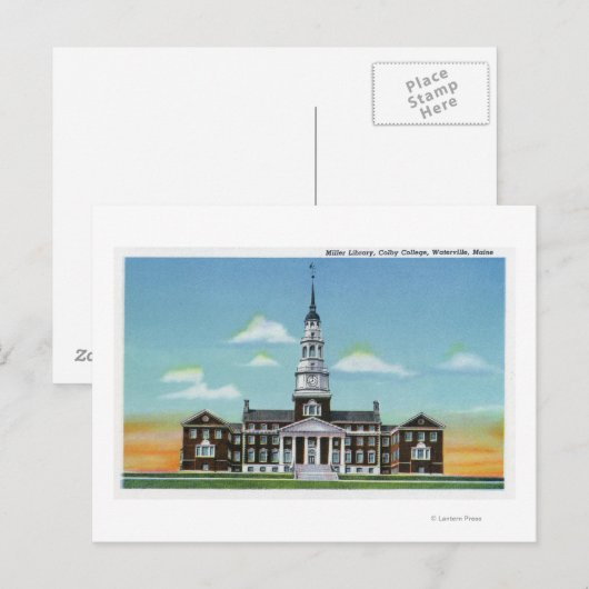Außenansicht der Uni Miller Library von Colby Postkarte (Vorne/Hinten)