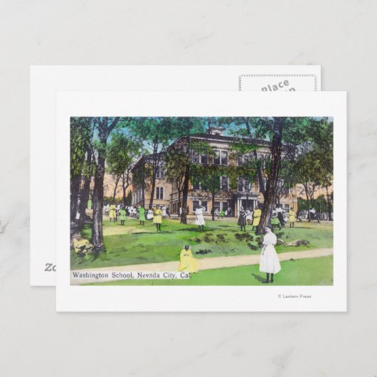 Außenansicht der Washington School Postkarte (Vorne/Hinten)