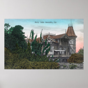 Außenansicht des Holly Oaks-Gebäude Poster