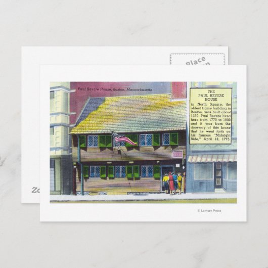 Außenansicht des Paul Revere House Postkarte (Vorne/Hinten)