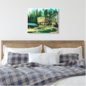 Außenansicht des Schulhauses und der Post Leinwanddruck (Insitu (Schlafzimmer))