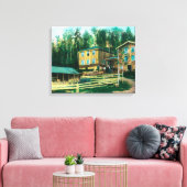 Außenansicht des Schulhauses und der Post Leinwanddruck (Insitu (Wohnzimmer))