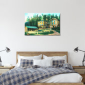 Außenansicht des Schulhauses und der Post Leinwanddruck (Insitu (Schlafzimmer))