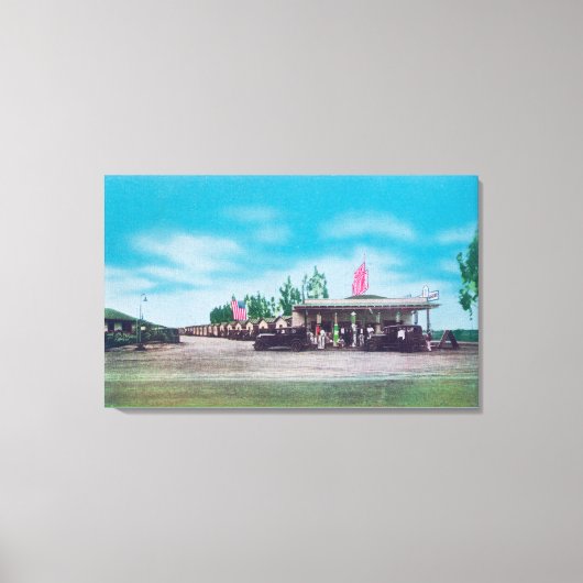 Außenansicht des Tourist Motor Court Leinwanddruck (Vorderseite)