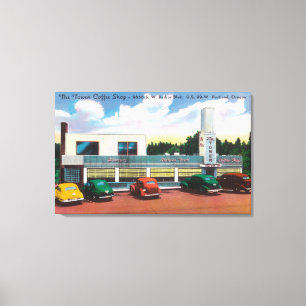 Außenansicht des Tower Coffee Shop Leinwanddruck