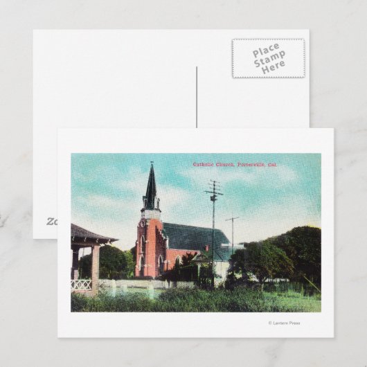Außenansicht einer katholischen Kirche Postkarte (Vorne/Hinten)