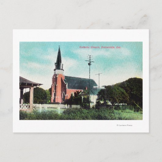 Außenansicht einer katholischen Kirche Postkarte (Vorderseite)