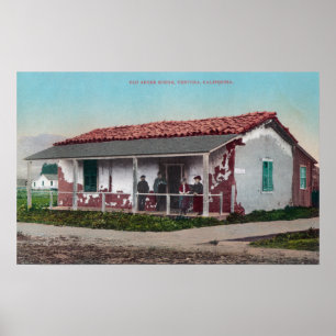 Außenansicht eines alten Adobe HomeVentura, CA Poster
