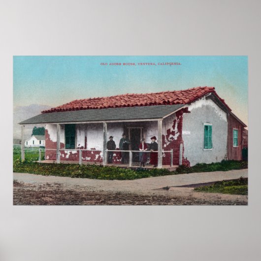 Außenansicht eines alten Adobe HomeVentura, CA Poster (Vorne)
