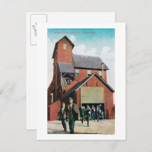 Außenansicht eines Bergwerks, Ausscheidende Arbeit Postkarte (Vorne/Hinten)