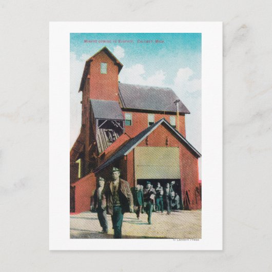 Außenansicht eines Bergwerks, Ausscheidende Arbeit Postkarte (Vorderseite)