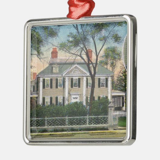 Außenansicht von Longfellows Zuhause Silbernes Ornament (Links)