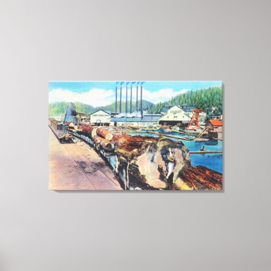 Außenansicht von Pacific Lumber Co, Redwood Leinwanddruck (Vorderseite)
