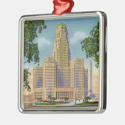 Außenansicht von Rathaus u. das McKinley Silbernes Ornament (Links)