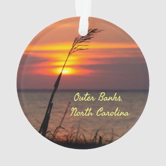 Außenbänke North Carolina Beach Sunset Orange Sky Ornament (Rückseite)