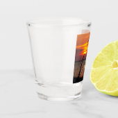 Außenbänke North Carolina Beach Sunset Orange Sky Schnapsglas (Links)