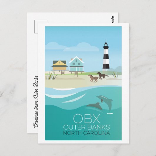 Außenbänke, Postkarte North Carolina (Vorne/Hinten)